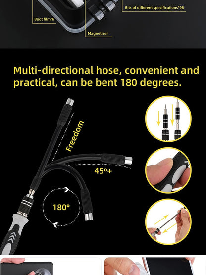 Kit de Chaves de Precisão 115 em 1, Bits Magnéticos com Estojo, Bits para Parafusadeira de Impacto para iPhone, Óculos, Eletrônicos, 3 unidades/pacote