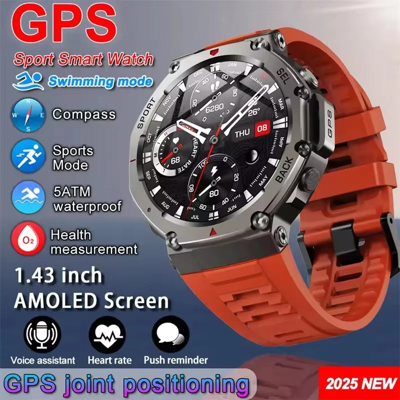 T-Rex 3 Ultra Built-in Dual-band GPS Smartwatch 5ATM Waterproof 48mm AMOLED Compass 170+ Sport Durable Military Smart Watch 2025