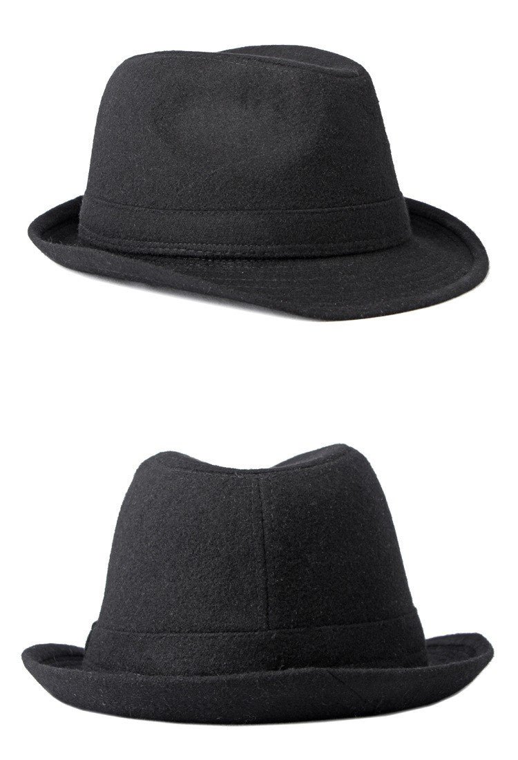 Gentleman Hat Men's British Style Retro Simple Pure Color Wool Top Hat Men's Casual Jazz Hat