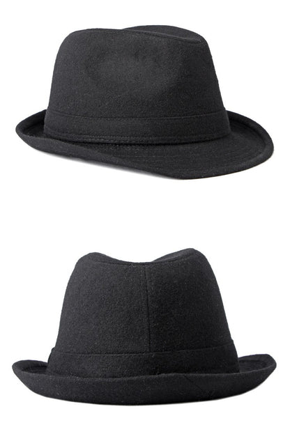 Gentleman Hat Men's British Style Retro Simple Pure Color Wool Top Hat Men's Casual Jazz Hat