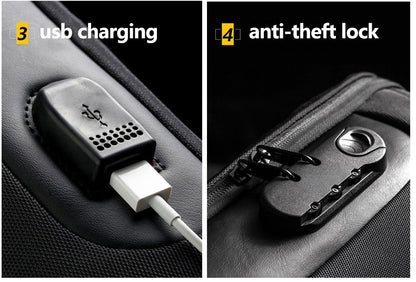 2023 Men's Chest Bag Waterproof Crossbody Bag Multifunction Anti-theft Travel Bags Shoulder Bag Male USB Charging Pouch for Man