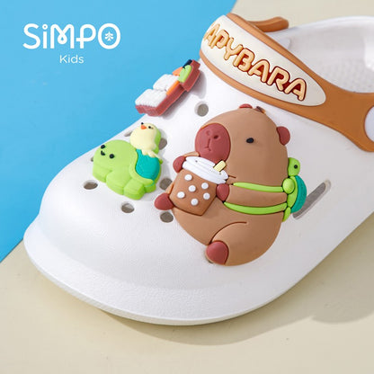 Summer Kids' Garden Clogs Shoes Boys & Girls Beach Sandal Kids Lightweight Breathable Cute Capybara Slip On Baby Slippers