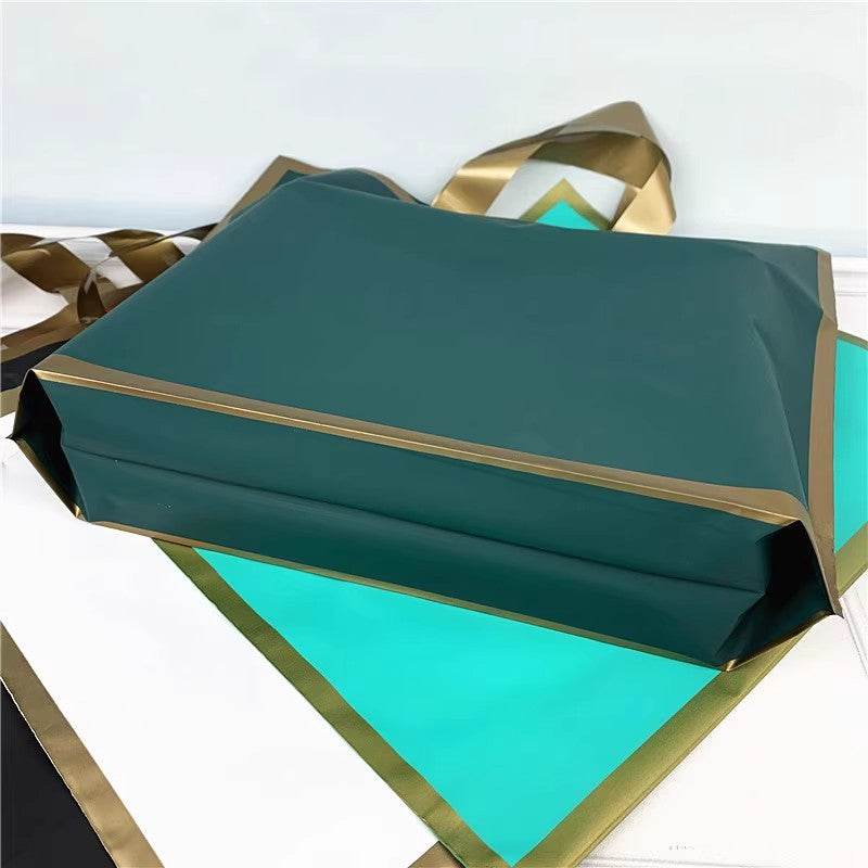 50pcs Customized Logo Tote Bags Gold Edge Colorful Party Favor Bags Clothing Packaging Shopping Bags Printed Logo