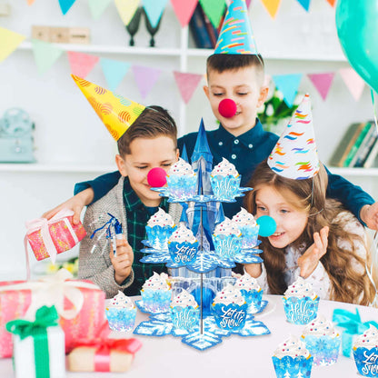 3 Tier Winter Snowflakes Castle Party Cake Display Stand Dessert Cupcake Rack Holder Kids Birthday Party Cake Tray Decor