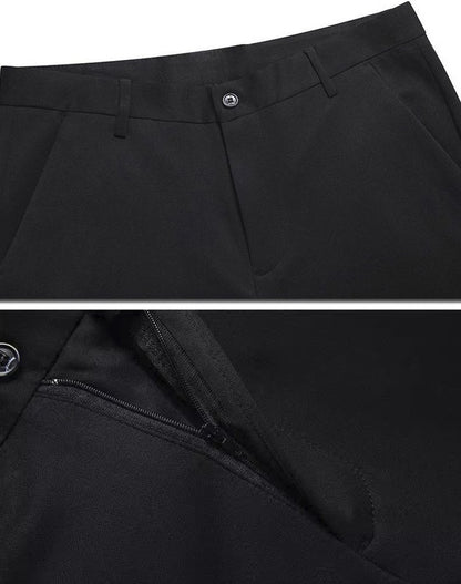 Calça Masculina Elástica Preta Lisa Casual Inteligente Calça Social Masculina para Escritório de Secagem Rápida Calça Coreana Reta Nova Primavera Outono
