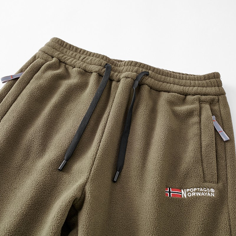 Brand Winter Wool Sweatpants Men's Thickened Double-Sided Fleece Casual Trousers Jogger Men's Outdoor Down Cotton Warm Pants
