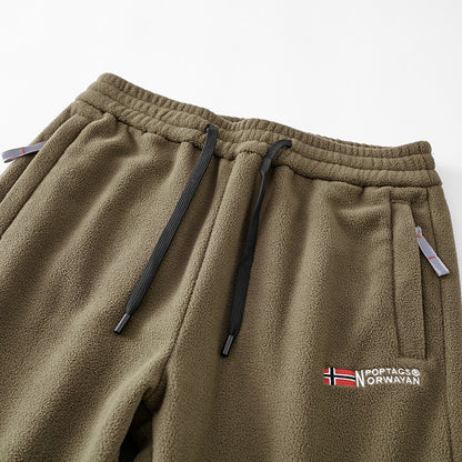 Brand Winter Wool Sweatpants Men's Thickened Double-Sided Fleece Casual Trousers Jogger Men's Outdoor Down Cotton Warm Pants