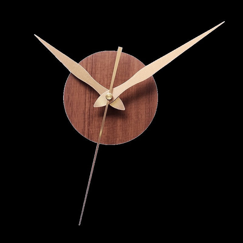 Wooden Round Plastic Cover With Sweep Movement Gold Long Hands DIY Wall Clock
