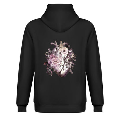 Bloom Floral Heart Human Anatomy pink watercolor style flowers Hoodie fashion men new hooded tee