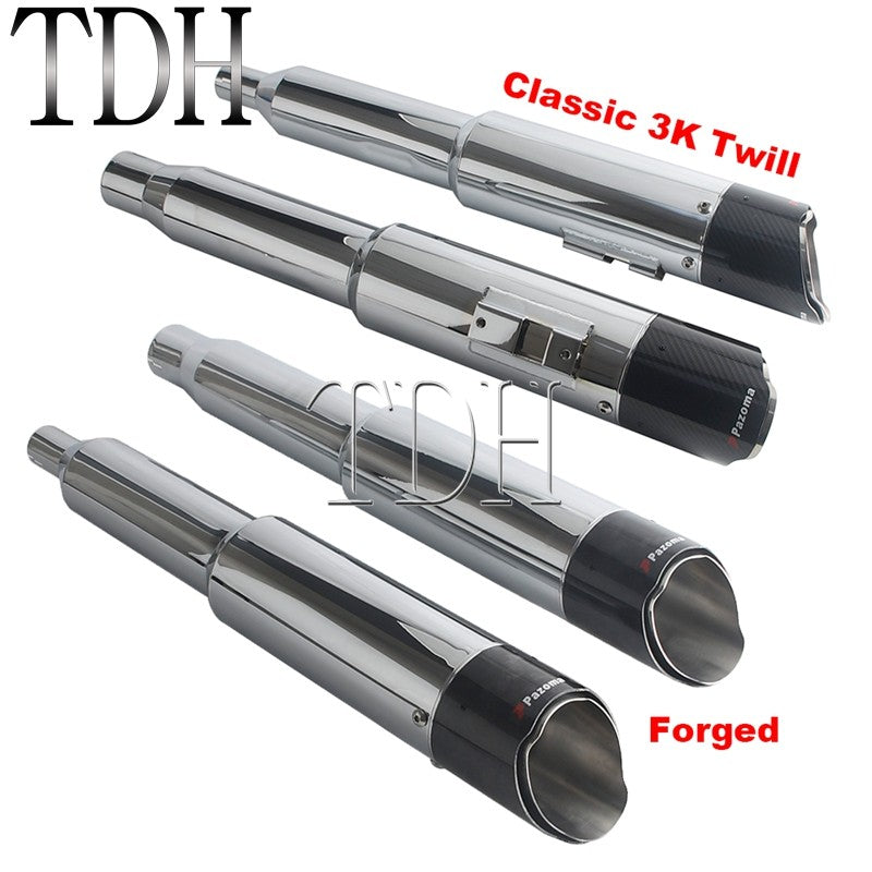Motorcycle Exhaust System Carbon Fiber Muffler Pipe For Harley Street Road Glide ST FLTRXST FLHXST FLHX PAZOMA Exhaust Mufflers