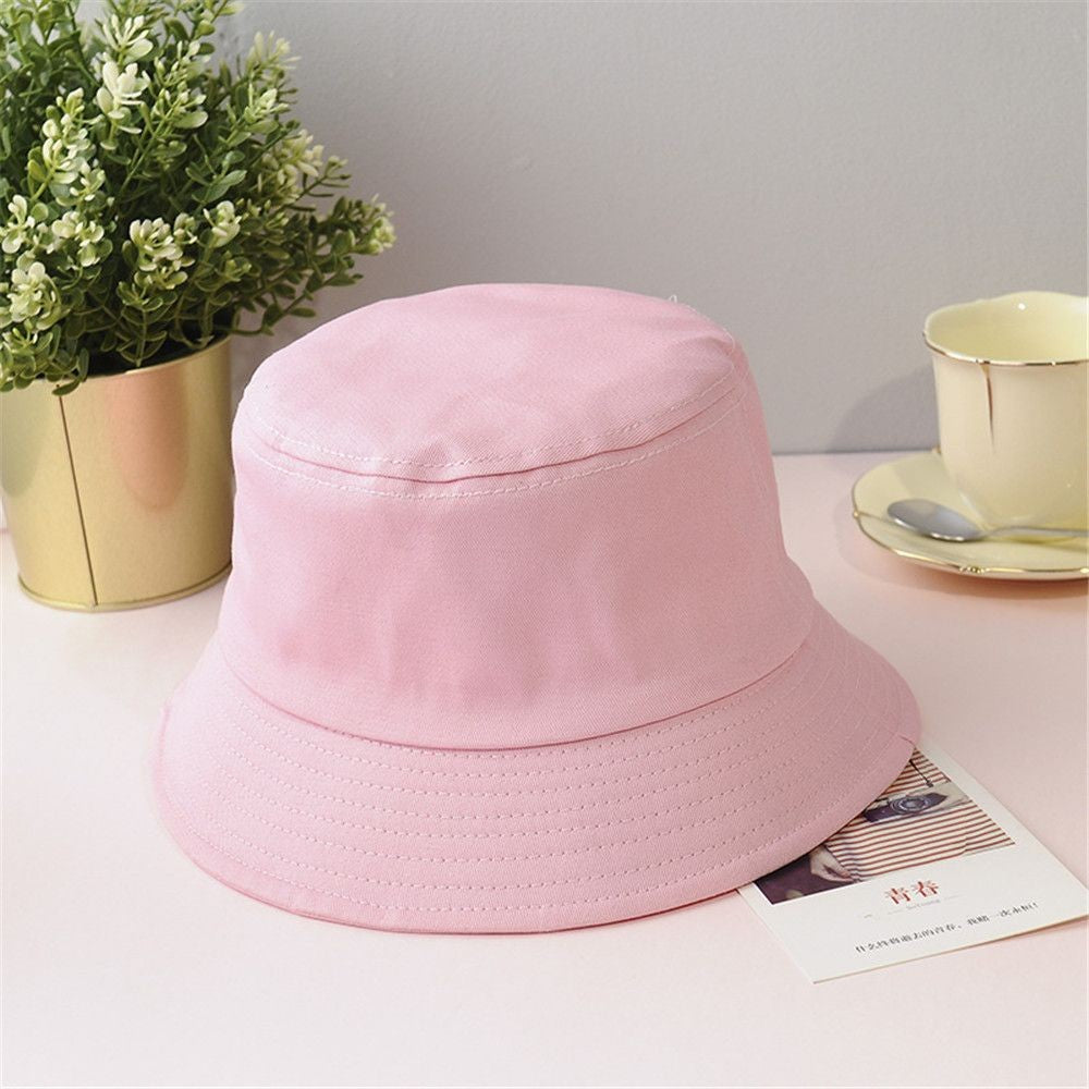 Cotton Summer Foldable Bucket Hat Unisex Women Outdoor Sunscreen Hat Pure Color Fishing Hunting Cap Men Basin Chapeau Beach Cap