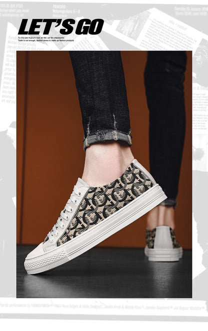 New Shoes for Men Genuine Leather Patchwork Casual Shoes Trend Flat Skateboard Shoes Youth Cool Lace-up Sneakers