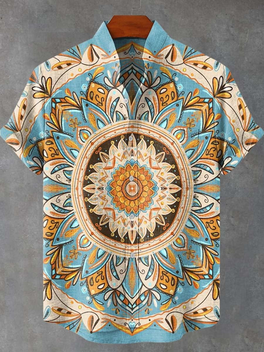 New Men's Summer Fashion Printed Linen Comfortable Short Sleeve Shirt 3D Art Shirt Fast Shipping