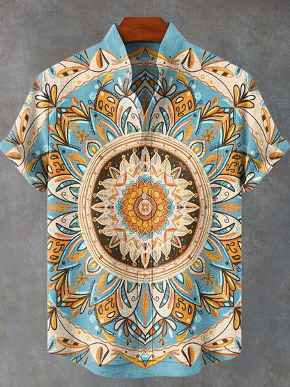 New Men's Summer Fashion Printed Linen Comfortable Short Sleeve Shirt 3D Art Shirt Fast Shipping