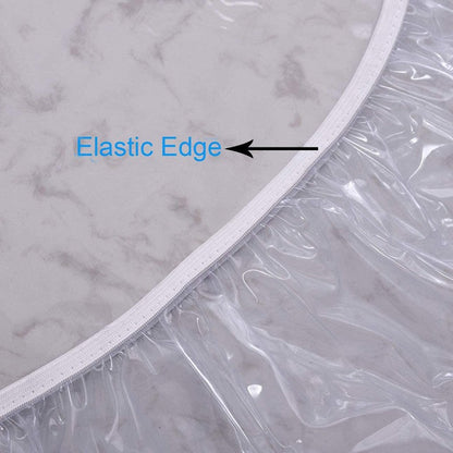 65-180cm Waterproof Round Transparent Elastic Edged Table Cover PVC Simple Convient Kitchen Catering Protector Tablecloth