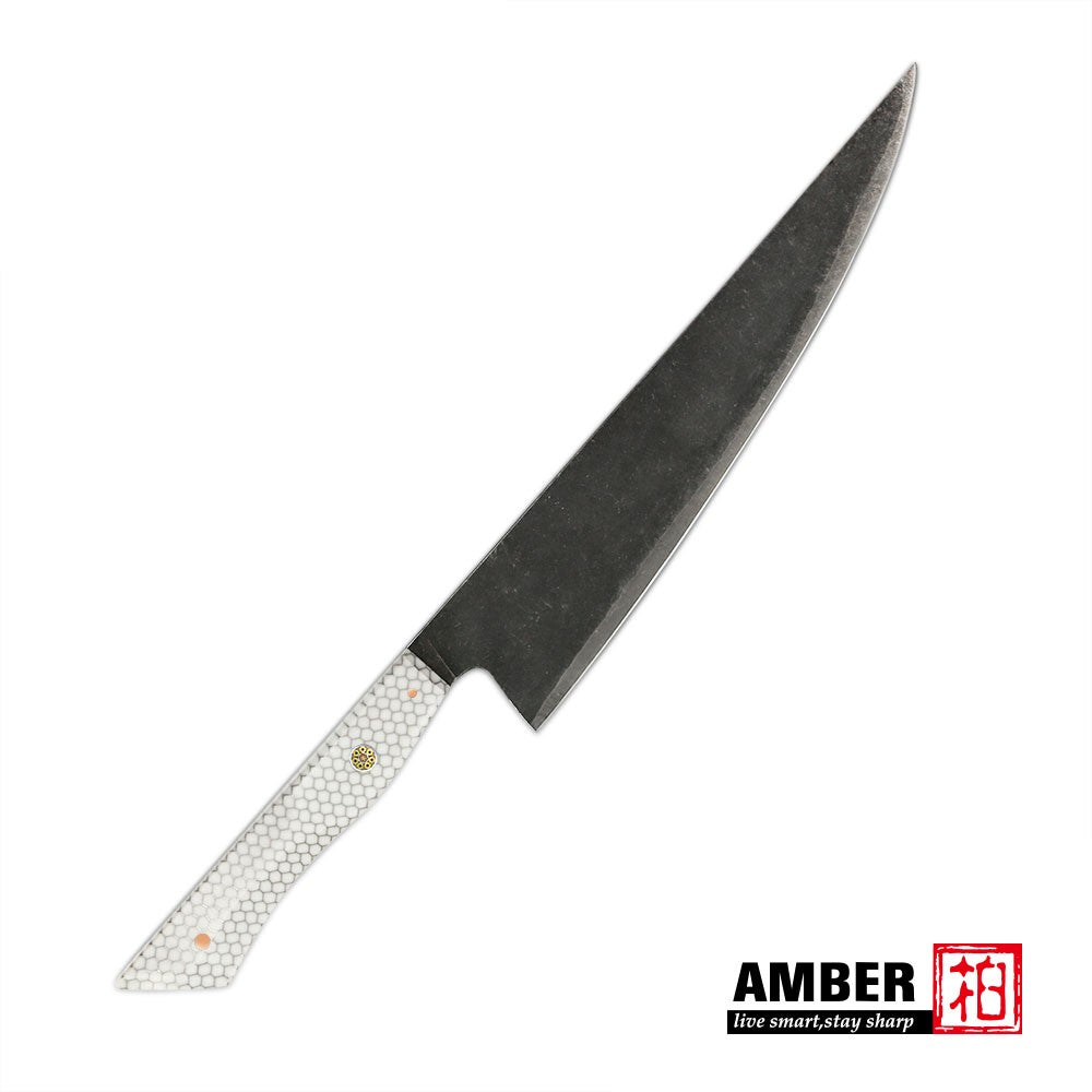 Conjunto de 3 facas de cozinha japonesas afiadas Damascus para Chef e Nakiri, lâmina de aço revestida de 3 camadas com cabo de resina e espaçador G10