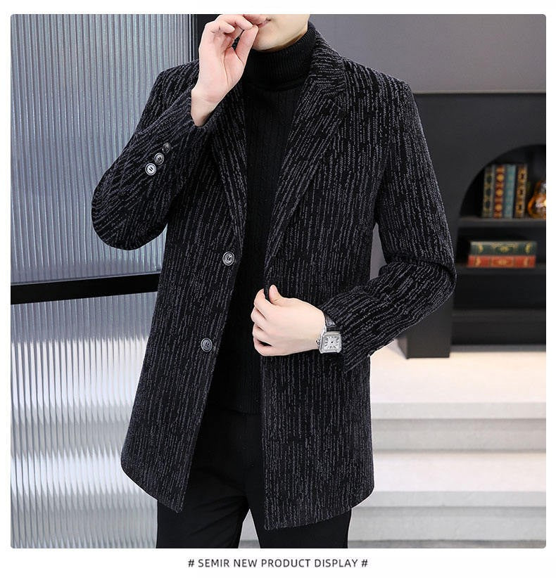 Men's Mid-Length Wool Overcoat - Heavy Blend Winter Trench Coat for Modern Style Wool Overcoat