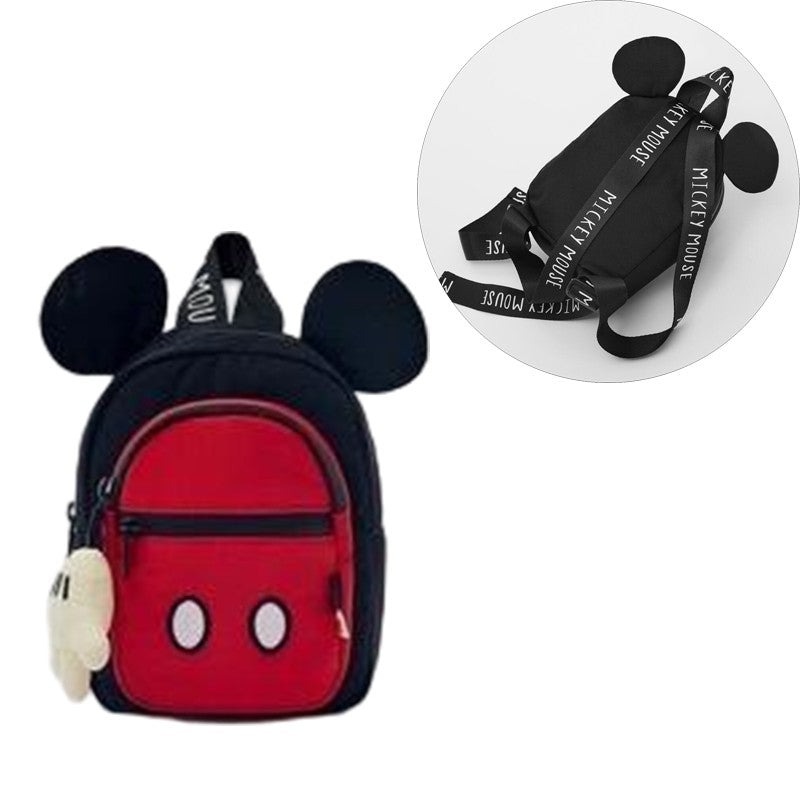 Mochila Mickey de Três Camadas Disney Escola Leve Linda Mochila Infantil Com Um Pingente