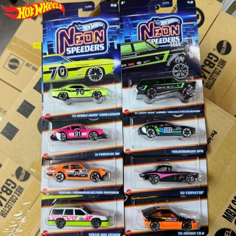 Série Carros Hot Wheels Neon Speed Originais Hlh72 Porsche Volvo Dodge Volkswagen Veículos Die-Cast Modelos Carros Brinquedos Coleção Presentes