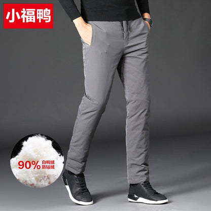 Quality Duck Down Pants for Men Thickened High Waist Loose Fit Warm Winter Trousers calça masculina moletom masculino PT-581