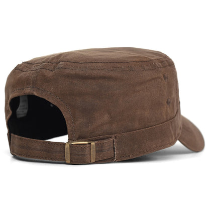 Bonés Militares de Lona Encerada Algodão Masculinos Impermeáveis Chapéu Cadete do Exército Design Único Vintage Topo Reto