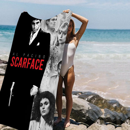 Classic Movie Scarface Bath Towel Microfiber Soft Water Absorbing Breathable For Girl Kids Decorative Cartoon Beach Towel