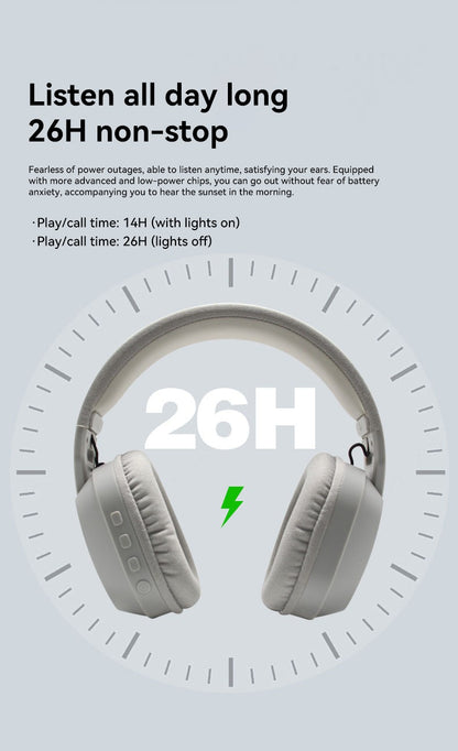 Fone de Ouvido Headset B500 Over Ear Bluetooth 5.4 Sem Fio Estéreo para Jogos Microfone Embutido Luz RGB Baixa Latência Para PC