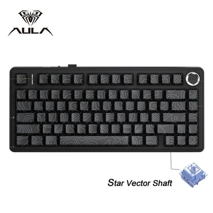Teclado Mecânico Gamer AULA F75 RGB Layout 75% Gravação Lateral Gasket Mounted Personalizado 80 Teclas Keycaps PBT Teclado Sem Fio