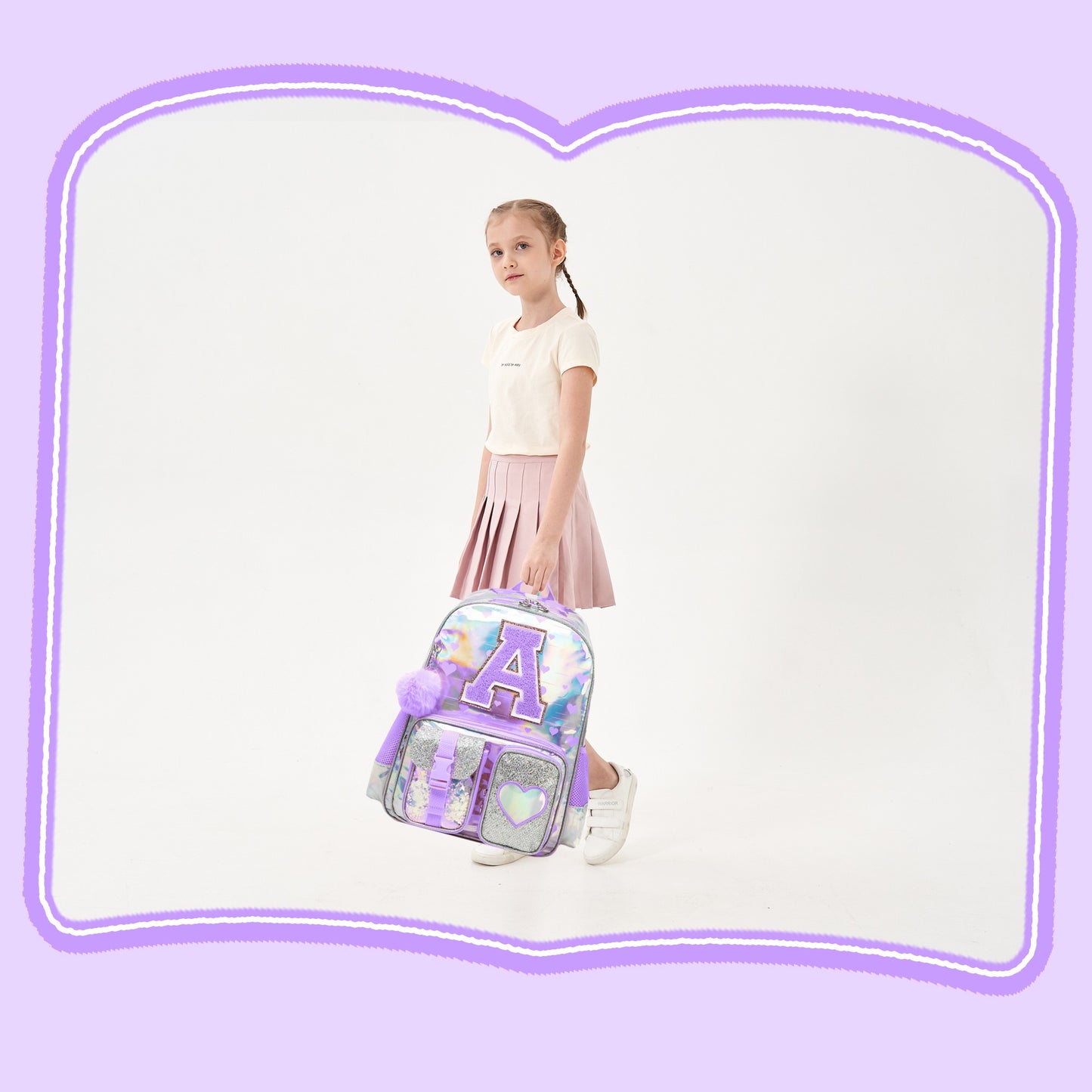 Mochila para meninas com estampa "Love" para a escola primária. De volta às aulas? O tamanho e a fonte das letras são aleatórios?