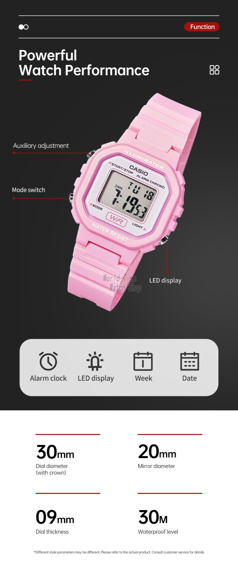 Casio Women's Watch Bright Colors Fashionable Simple Design LA-20WH Series