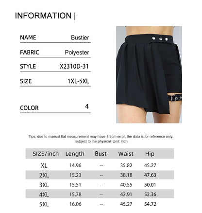 Plus Size Women's High Waist Pleated Button Skirt Asymmetric Skirt Shorts Bandage Spicy Style Best Choice in Summer