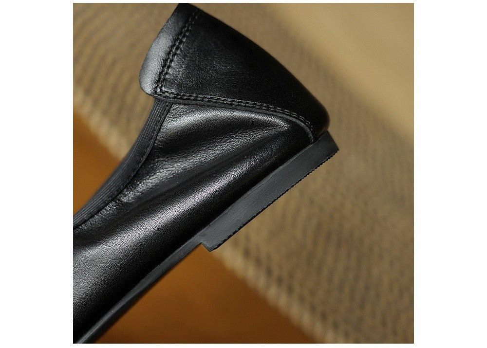 Mary Jane Women Loafers Hand Stitch Casual Streetwear Ballet Flats Soft Sole Solid Color Women Shoes Comfy Round Head Bow Shoes