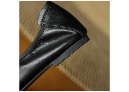 Mary Jane Women Loafers Hand Stitch Casual Streetwear Ballet Flats Soft Sole Solid Color Women Shoes Comfy Round Head Bow Shoes