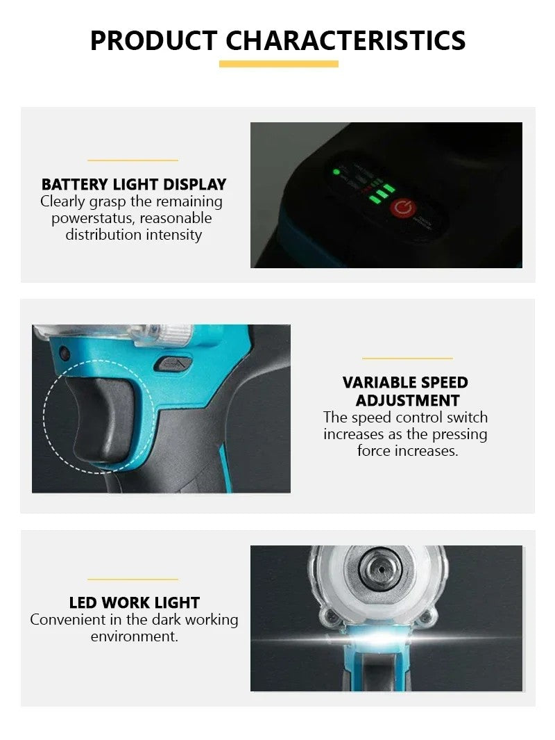 Makita DTW285 Chave de Impacto Elétrica Sem Escova Sem Fio 320N.M Ferramenta de Impacto Recarregável Para Bateria Makita 18V