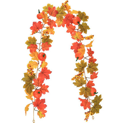 Halloween Artificial Vines Red Black Autumn Maple Leaves Fake Garland For Home Christmas Thanksgiving Party Fireplace Fall Decor