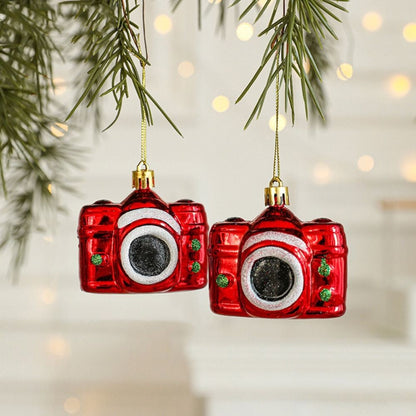 2PCS Red&white Christmas Hanging Decoration Plastic Santa Clause Xmas Ornament Ball Festival Camera Owl Xmas Baubles