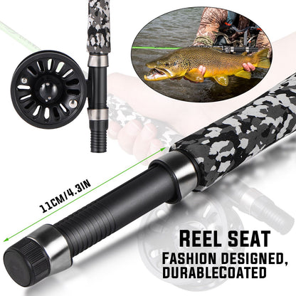 Sougayilang 5# Fly Fishing Rod Combo Super Light Portable Carbon Fiber Trout Rod Starter Package Fly Fishing Kit Fishing Tackle