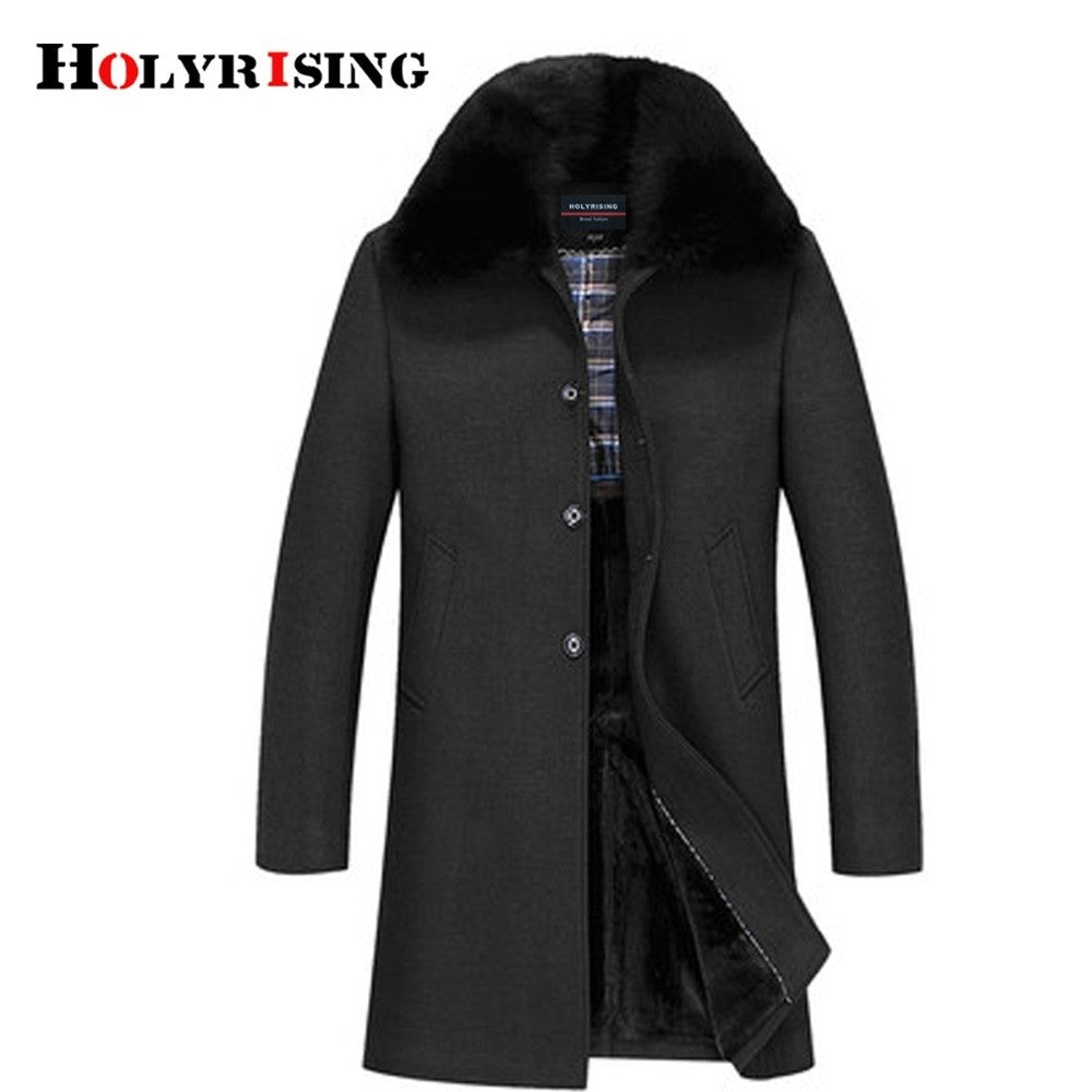 winter jackets men thicken woolen coat long outwear male warm overcoats fur wool & blends mens clothing l-4xl #18168 Holyrising