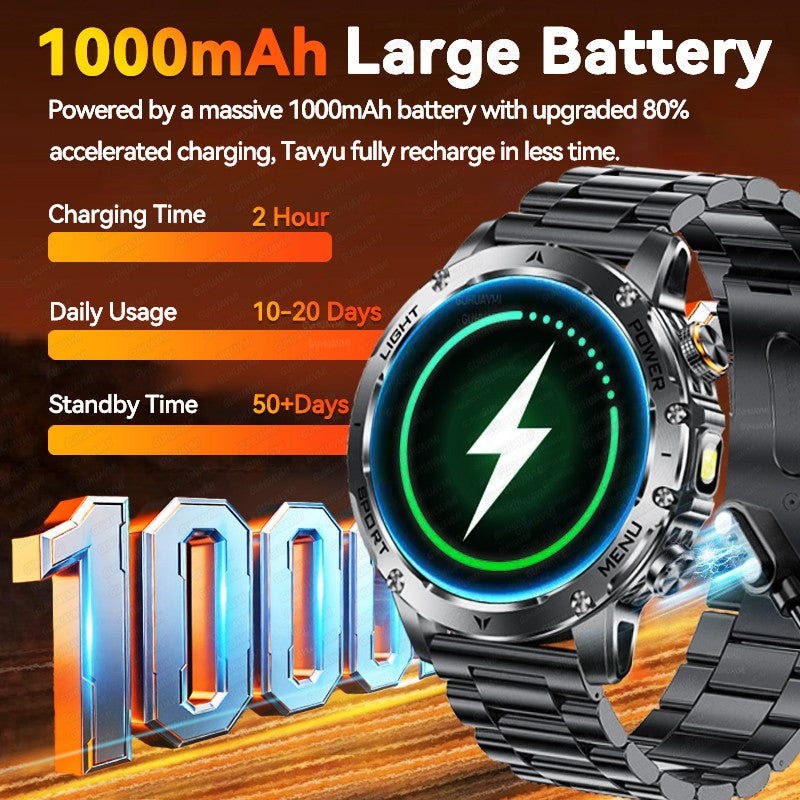 2025 T-REX3 1000mAh Grande Bateria Durável Relógio Inteligente Adulto GPS Lanterna Forte 10ATM À Prova D'água Chamada BT Smartwatch Esportivo Masculino