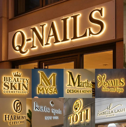 Custom Business Sign Large Illuminated Logo Metal 3D LED Letter Durable LED Backlit Signage Name Outdoor Shop Door Head