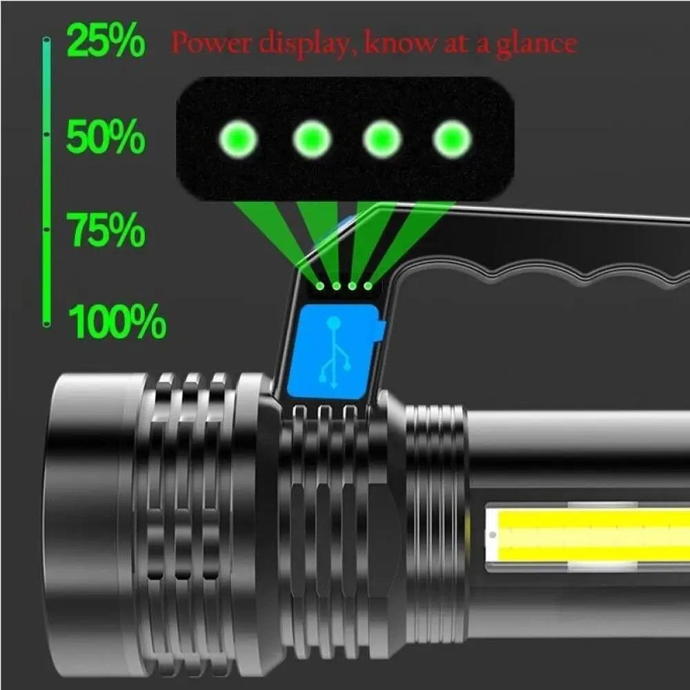 GGbingo 2KM LED USB Rechargeable Flashlight Portable Long Distance Waterproof Torch for Fishing Hunting Camping