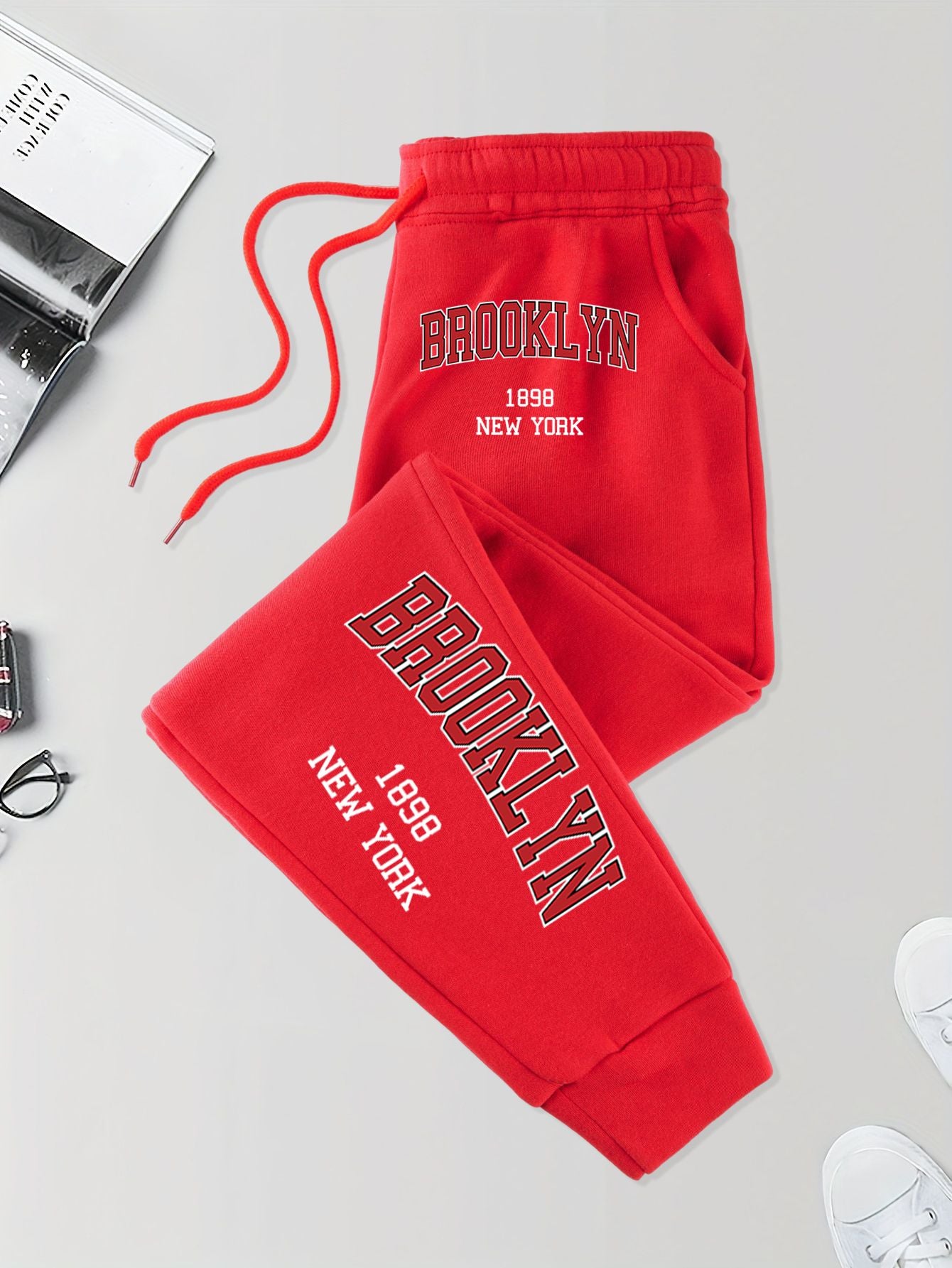 Brooklyn New York 1898 Prints Pocket Sweatpants Men'S Street Autumn Long Pants Elastic Waist Jogging Trousers Basic Comfy Pant