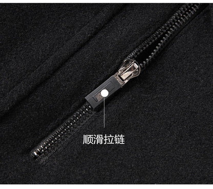 High-quality men's fashionable, stylish, versatile, trendy and casual autumn and winter woolen overcoat with a scarf