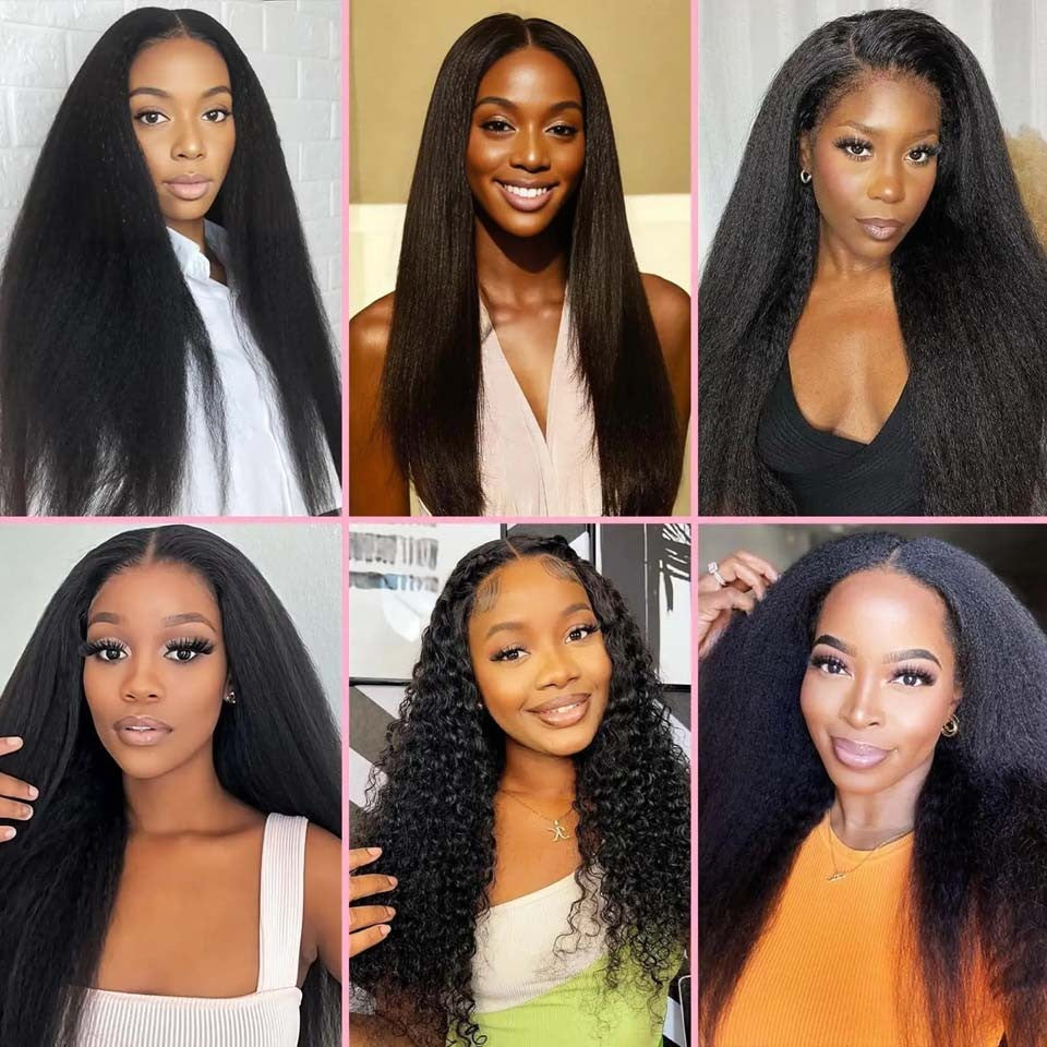 Extensões de Cabelo Humano Cacheado Liso 100% Não Processado Remy Clip-in Extensões de Cabelo com Trama Dupla de Pele Clip-in Para Mulheres Negras