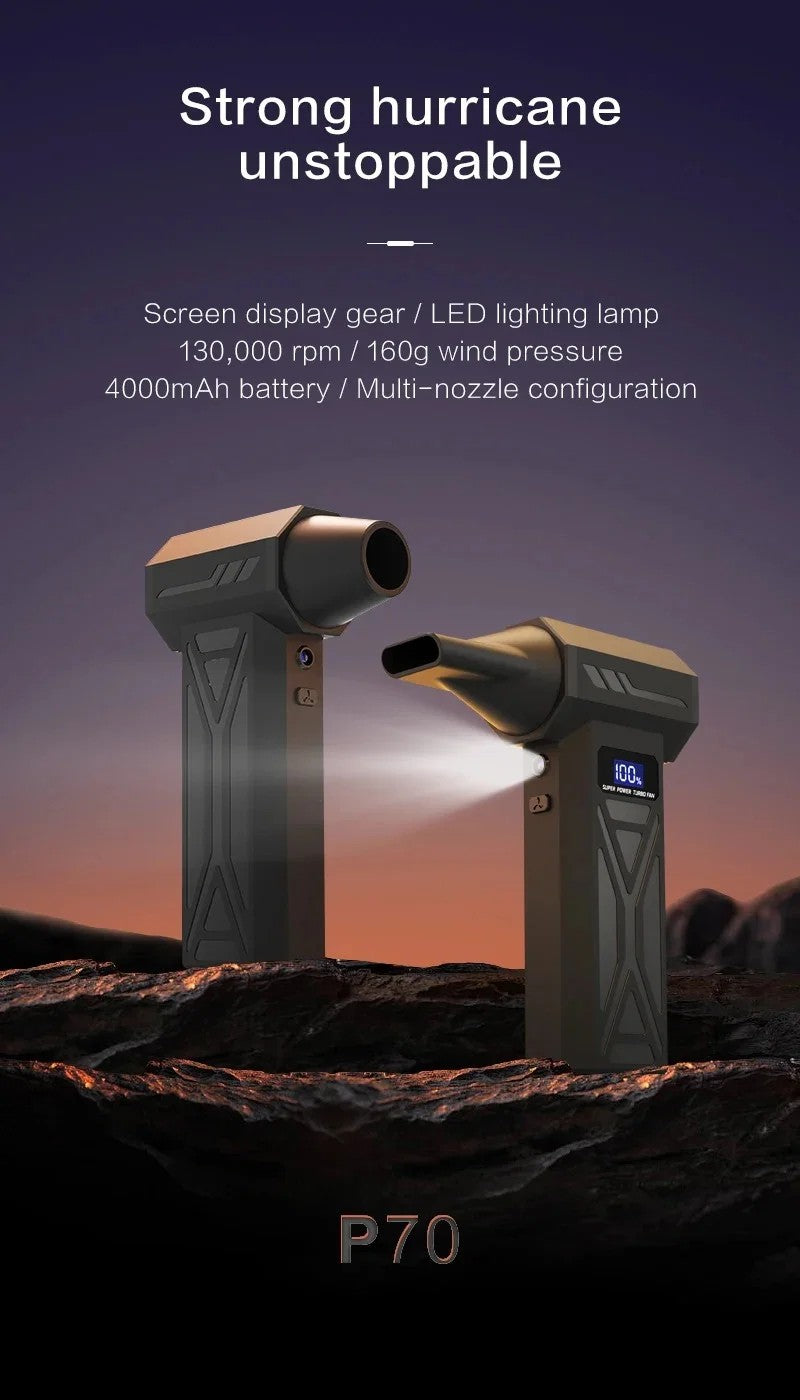 Turbo Fan Wind Pressure Powerful Turbo Air Blower With LED Light Wireless Dust Blower High Speed Jet Blower Vacuum Turbo Jet Fan