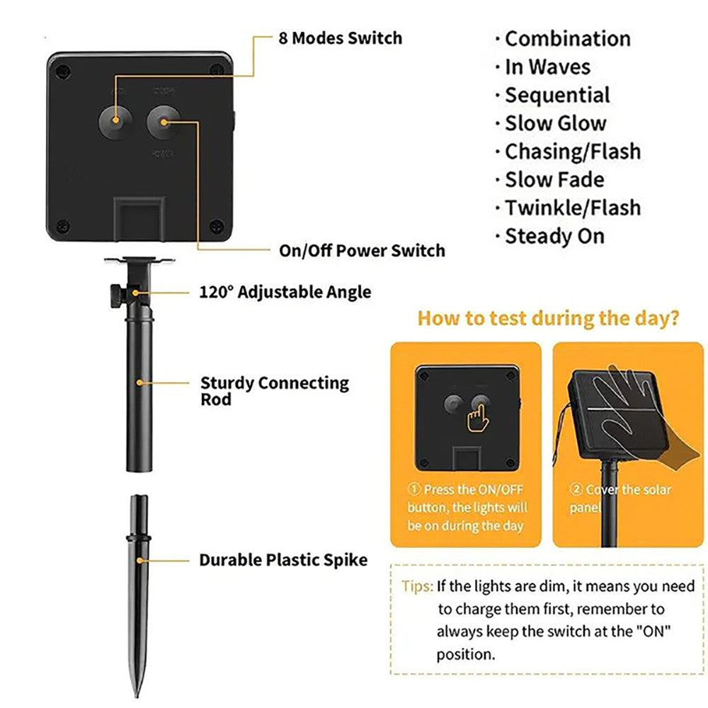 5/7/12M 8 Modes Solar String LED Fairy Lights Garland Outdoor Solar Powered Waterproof Lamps Wedding Christmas Home Garden Decor