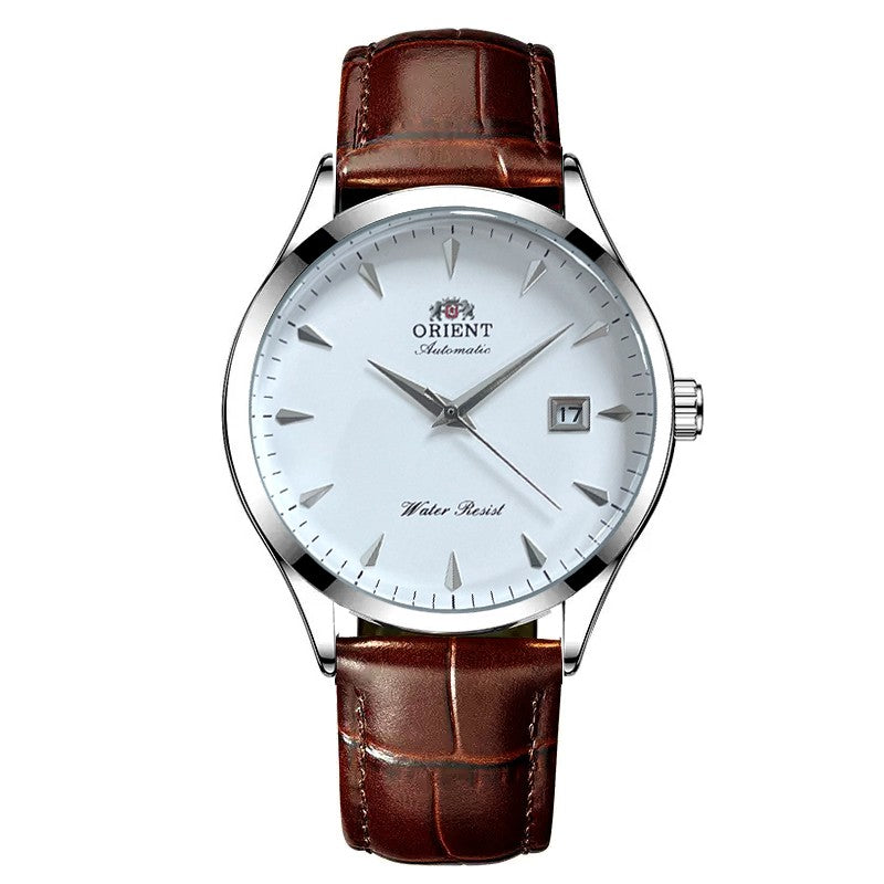 Orient Automático Masculino, Mostrador Preto, Pulseira de Aço Inoxidável, Relógio de Pulso Clássico de Negócios Resistente à Água com Exibição de Data