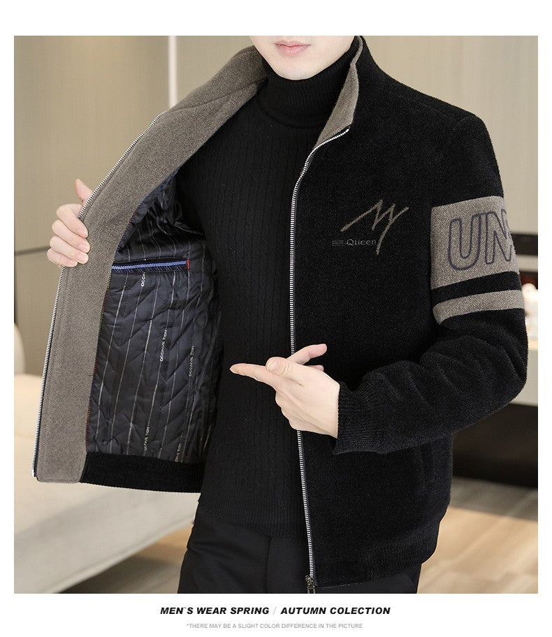 Men'S Thicken High collar Jacket Winter Warm Jackets For Men Fleece Long Sleeve Coat Man Casual Coats Men's woolen overcoat