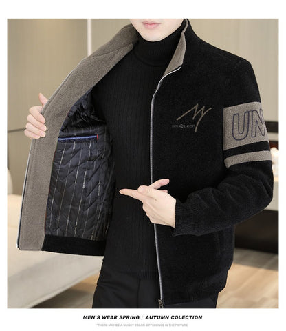 Men'S Thicken High collar Jacket Winter Warm Jackets For Men Fleece Long Sleeve Coat Man Casual Coats Men's woolen overcoat