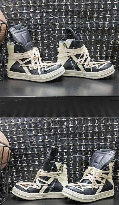 Owees Design High Top Sneakers Platform Corss Tied Men's Casual Boot Shoes Women Sneakers Designer  Flats Ankle Botas Size